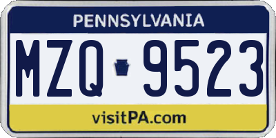 PA license plate MZQ9523