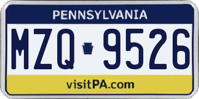 PA license plate MZQ9526