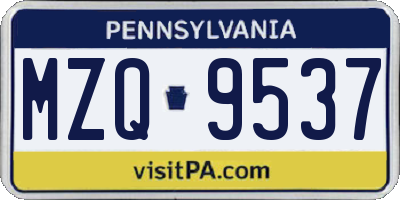 PA license plate MZQ9537