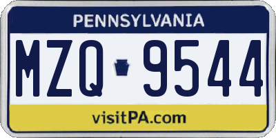 PA license plate MZQ9544