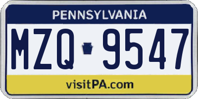 PA license plate MZQ9547