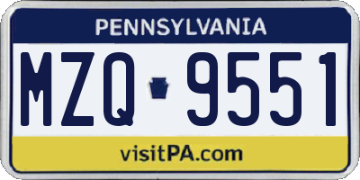 PA license plate MZQ9551