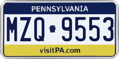 PA license plate MZQ9553