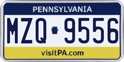 PA license plate MZQ9556