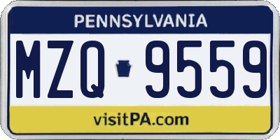 PA license plate MZQ9559