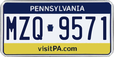 PA license plate MZQ9571