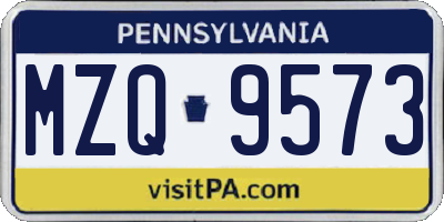 PA license plate MZQ9573
