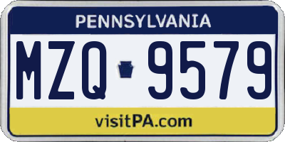 PA license plate MZQ9579