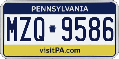 PA license plate MZQ9586