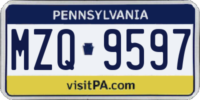PA license plate MZQ9597
