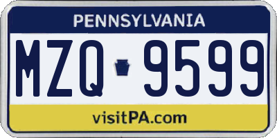 PA license plate MZQ9599