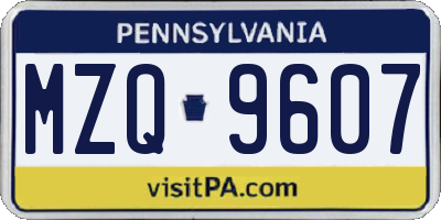 PA license plate MZQ9607