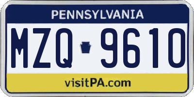 PA license plate MZQ9610