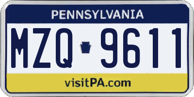 PA license plate MZQ9611
