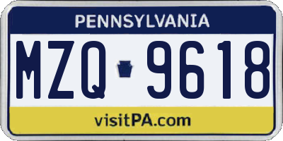 PA license plate MZQ9618