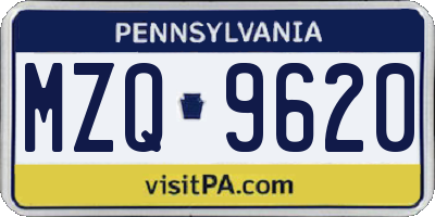 PA license plate MZQ9620