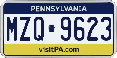 PA license plate MZQ9623