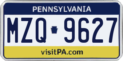 PA license plate MZQ9627