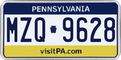 PA license plate MZQ9628