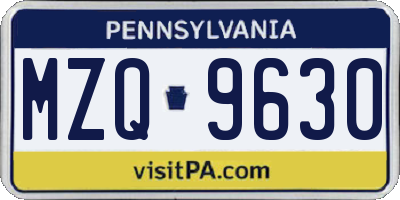 PA license plate MZQ9630