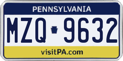 PA license plate MZQ9632