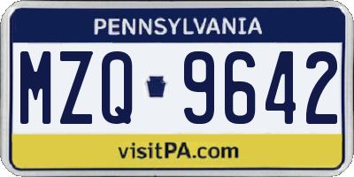 PA license plate MZQ9642