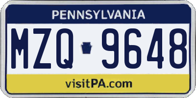 PA license plate MZQ9648