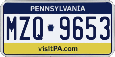 PA license plate MZQ9653