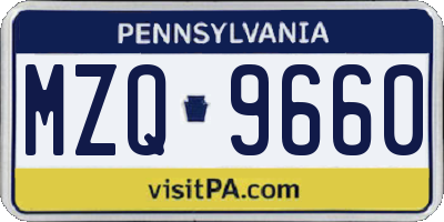 PA license plate MZQ9660