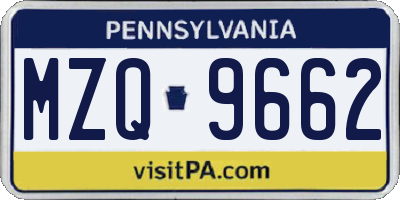 PA license plate MZQ9662