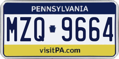 PA license plate MZQ9664