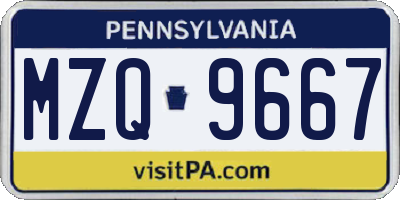 PA license plate MZQ9667