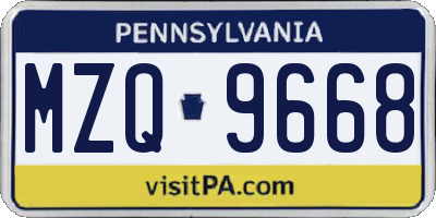 PA license plate MZQ9668