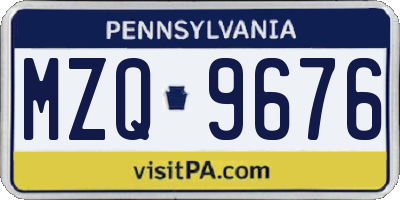 PA license plate MZQ9676