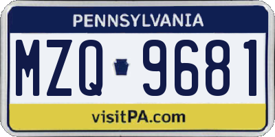 PA license plate MZQ9681