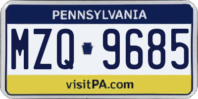 PA license plate MZQ9685