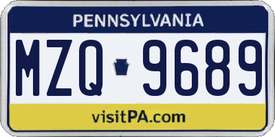PA license plate MZQ9689