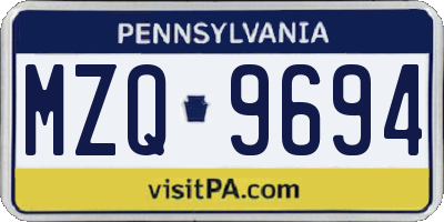 PA license plate MZQ9694
