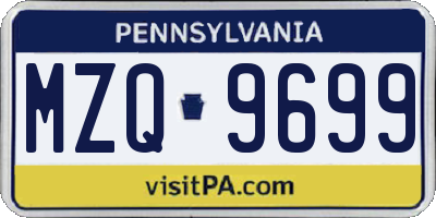 PA license plate MZQ9699