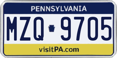 PA license plate MZQ9705