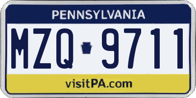PA license plate MZQ9711