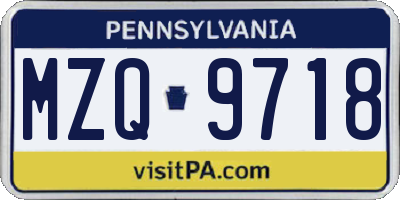 PA license plate MZQ9718