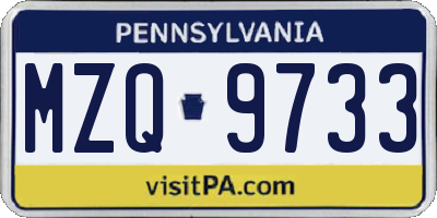 PA license plate MZQ9733
