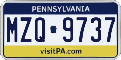 PA license plate MZQ9737