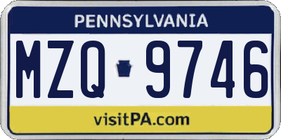 PA license plate MZQ9746