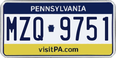 PA license plate MZQ9751