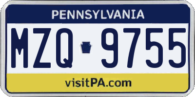 PA license plate MZQ9755