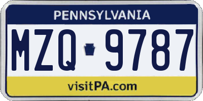 PA license plate MZQ9787