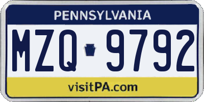 PA license plate MZQ9792