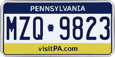 PA license plate MZQ9823